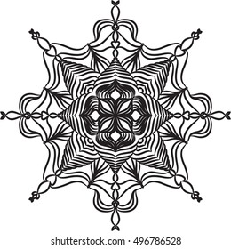Abstract ornament. Mandala decorative pattern. Vector illustration. Bohemian, boho, ethnic, hippie motifs. Design element for yoga mat, wall art, stickers, tattoo, tapestry, clothes, stationery.
