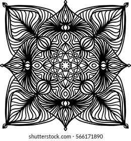 Abstract ornament. Mandala decorative pattern. Vector illustration. Bohemian, boho, ethnic, hippie motifs. Design element for yoga mat, wall art, stickers, tattoo, tapestry, clothes, stationery.