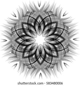 Abstract ornament. Mandala decorative pattern. Vector illustration. Design element for yoga mat, wall art, stickers, tattoo, tapestry, clothes, stationery.