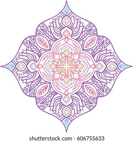 Abstract ornament. Mandala decorative pattern. Vector illustration. Bohemian, boho, ethnic, hippie motifs. Design element for yoga mat, wall art, stickers, tattoo, tapestry, clothes, stationery.