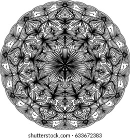 Abstract ornament. Mandala decorative pattern. Vector illustration. Bohemian, boho, ethnic, hippie motifs. Design element for yoga mat, wall art, stickers, tattoo, tapestry, clothes, stationery.