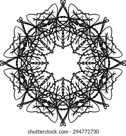 Abstract ornament. Monochromatic mandala. Vector design element. 
