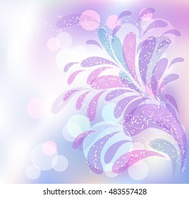 Abstract ornament on blur background in pastel colors