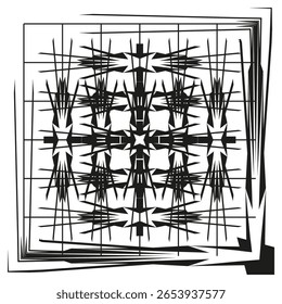 Padrão de ornamento abstrato. Quadro de retângulo geométrico. Formas lineares complexas. Projeto de complexo vetorial