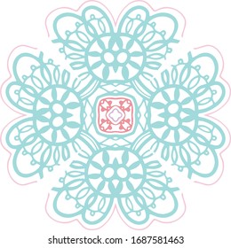 Abstract ornament pattern vector design. blue and pink.
