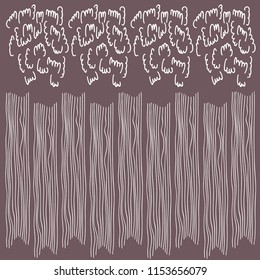 Abstract ornament for printing on different materials. White lines on gray violet background.