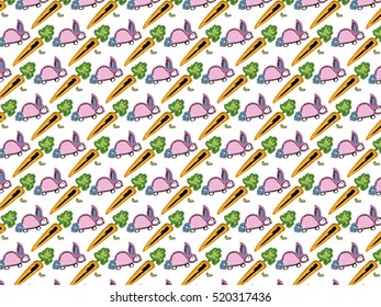 abstract ornament rabbit and carrot doodle style background