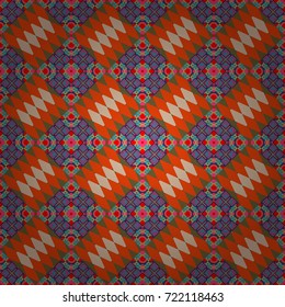 Abstract ornament. A seamless background. Orange, brown and pink texture. Graphic vector pattern. Wallpaper in the geometrical style.
