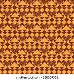 Abstract ornament. Seamless geometric pattern. The pattern consists of repeating triangles and squares of the three colors.