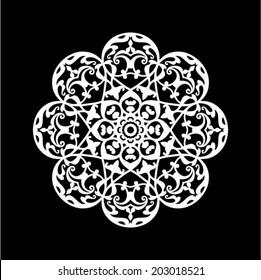 Abstract ornament, stencil round pattern, cut out design, decor element, vector illustration
