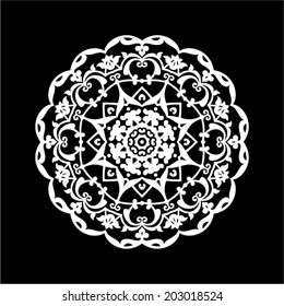 Abstract ornament, stencil round pattern, cut out design, decor element, vector illustration