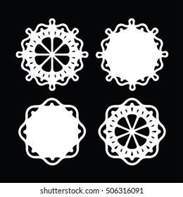 Abstract ornament, stencil round pattern, cut out design, decor element, set of 4