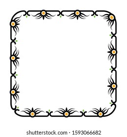 abstract ornament style frame, border with simple design, delimiter for text or banner, flat design with isolated white background.