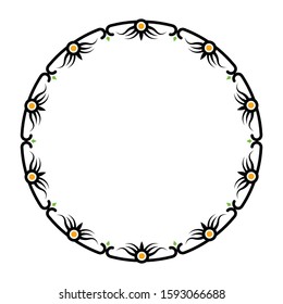 abstract ornament style frame, border with simple design, delimiter for text or banner, flat design with isolated white background.