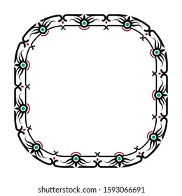 abstract ornament style frame, border with simple design, delimiter for text or banner, flat design with isolated white background.