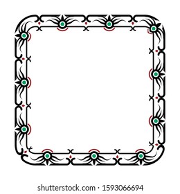 abstract ornament style frame, border with simple design, delimiter for text or banner, flat design with isolated white background.