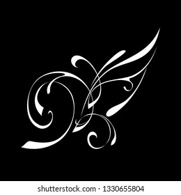 abstract ornament in white lines on black background