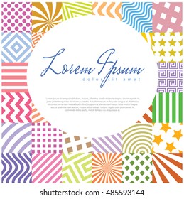 Abstract ornamental background composed of geometric elements with place for text. Suitable for cover of booklet, wrapping for goods, and so on. Vector illustration