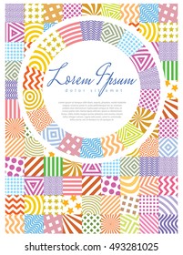 Abstract ornamental background composed of geometric elements with place for text. Suitable for cover of booklet, wrapping for goods, and so on. Vector illustration