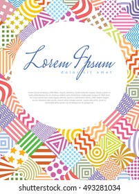 Abstract ornamental background composed of geometric elements with place for text. Suitable for cover of booklet, wrapping for goods, and so on. Vector illustration