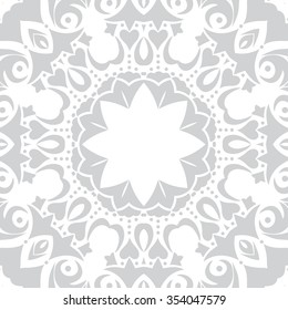 Abstract ornamental background. Grey round pattern. Vector background
