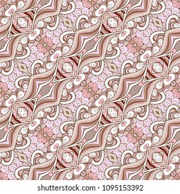Abstract ornamental background, vector seamless pattern in pastel colors