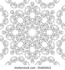 Abstract ornamental background.Round pattern. Hand drawn vector art.