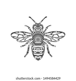 Abstract Ornamental Bee Shape. Vector Honey Bee for Your Design.