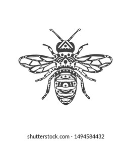 Abstract Ornamental Bee Shape. Vector Honey Bee for Your Design.