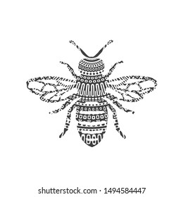 Abstract Ornamental Bee Shape. Vector Honey Bee for Your Design.