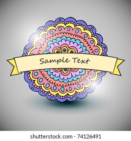 Abstract ornamental bubble speech with ribbon for text