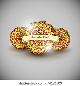 Abstract ornamental bubble speech with ribbon for text