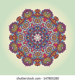 Abstract ornamental circle. Round lace. 