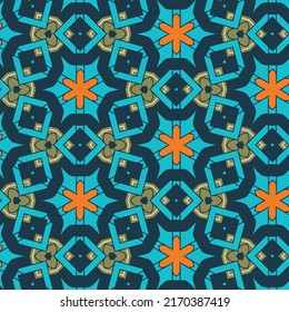Abstract ornamental colorful decorative endless background with geometric tiles for rugs and fabrics
