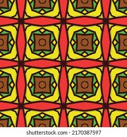 Abstract ornamental colorful decorative endless background with geometric tiles for rugs and fabrics