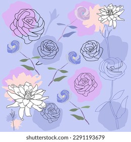 Resumen de composición ornamental.Vector.Imagen sobre fondo blanco y coloreado.