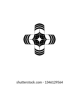 Abstract Ornamental Cross Icon Vector Logo Template