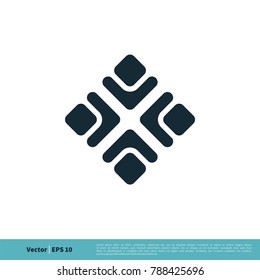 Abstract Ornamental Cross Icon Vector Logo Template Illustration Design. Vector EPS 10.