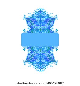 Abstract ornamental decorative design element for yoga mat, cover, sticker, prints. Floral pattern element. Indian, turkish, arabic motifs. Bright ethnic arabesque