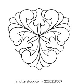Abstract ornamental design element. Coloring book page. Simple doodle drawing. Vector illustration. 