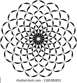 Abstract ornamental element for design. Snowflake. Mandala pattern. Spirograph ornament. Anti stress coloring book page for adults. Vector illustration.