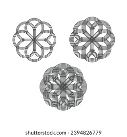 Abstract ornamental element. Vintage decorative drawing badge. Simple circle motif.