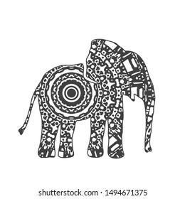 Abstract Ornamental Elephant Shape. Vector Animal for Your Design.