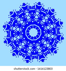 Abstract ornamental ellipse background. Abstract vector circle background. Decorative pattern. Abstract flower background. Art wallpaper. Creative mandala background. Yoga pattern. Blue wallpaper