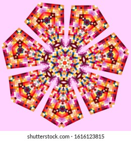 Abstract ornamental ellipse background. Abstract vector circle background. Decorative pattern. Abstract flower background. Art wallpaper. Creative mandala background. Pixel art vector.  Mosaic flower
