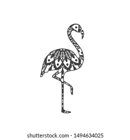 Abstract Ornamental Flamingo Shape. Vector Bird for Your Design.
