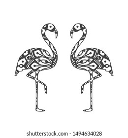 Abstract Ornamental Flamingo Shape. Vector Bird for Your Design.