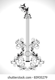 abstract ornamental floral based guitar vector illustration