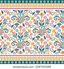 abstract ornamental floral border pattern for digital artwork and fashion print design
