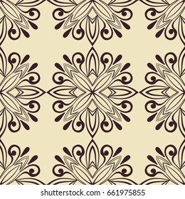 Abstract ornamental floral seamless pattern. Template can be used for fabric, textile, cloth, wrapping paper, oilcloth, and other design
